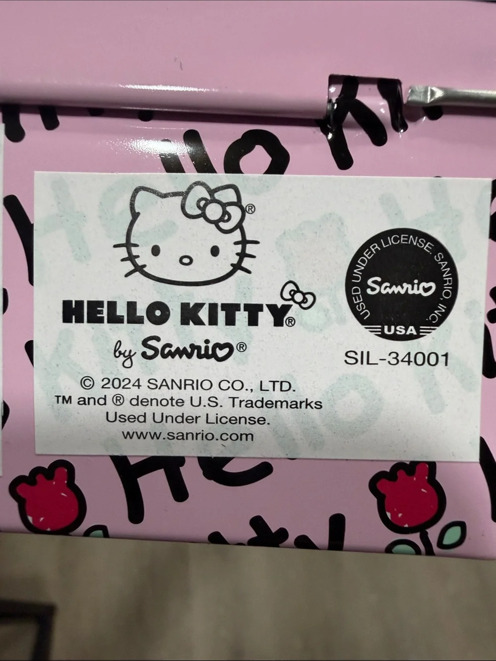 Hello Kitty Pink and Red Kids Tin Purse with Beaded Handle